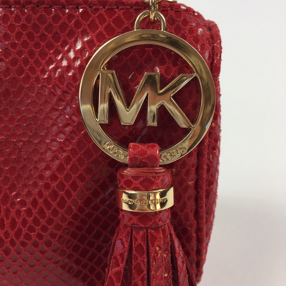 Michael Kors Red Snakeskin Print Cosmetic Bag - Picture 2 of 5